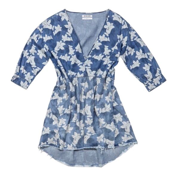 One X One Teaspoon Epiphany Denim Floral Dress Blue XS Oversized - Picture 2 of 16